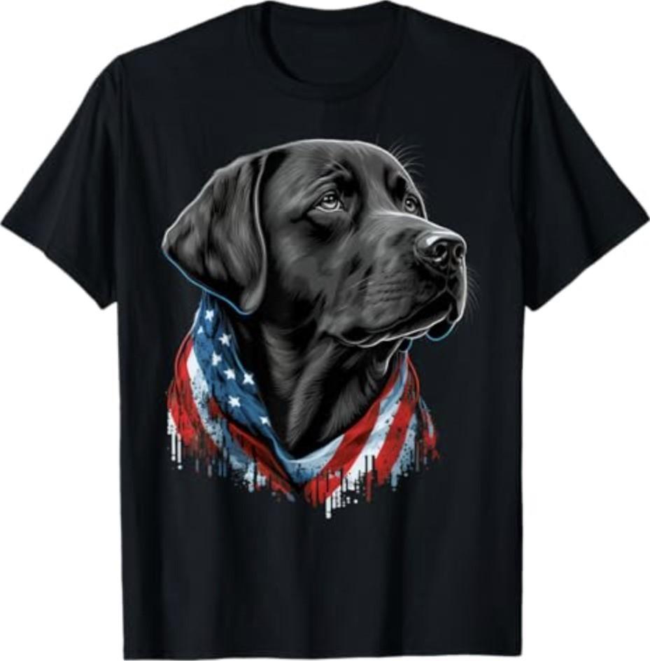 USA 4th of July Black Patriotic American Labrador Retriever T-Shirt