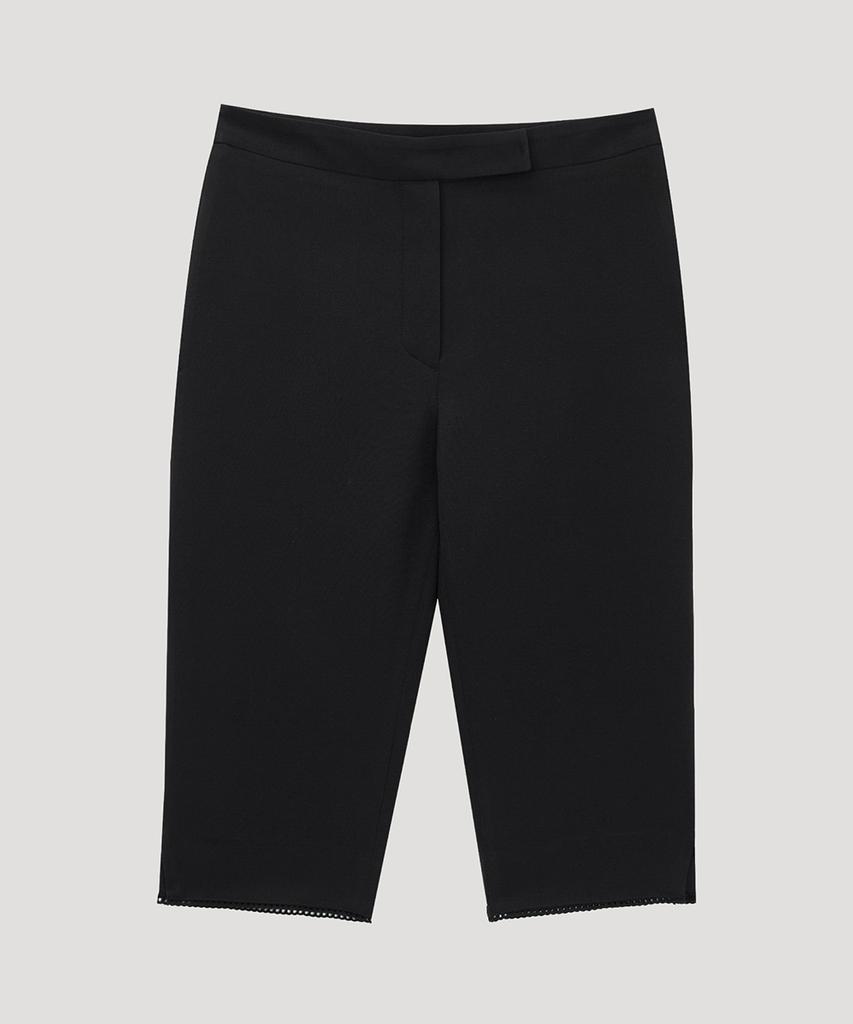 Eosseu Slit Lace Capri Pants (Black)