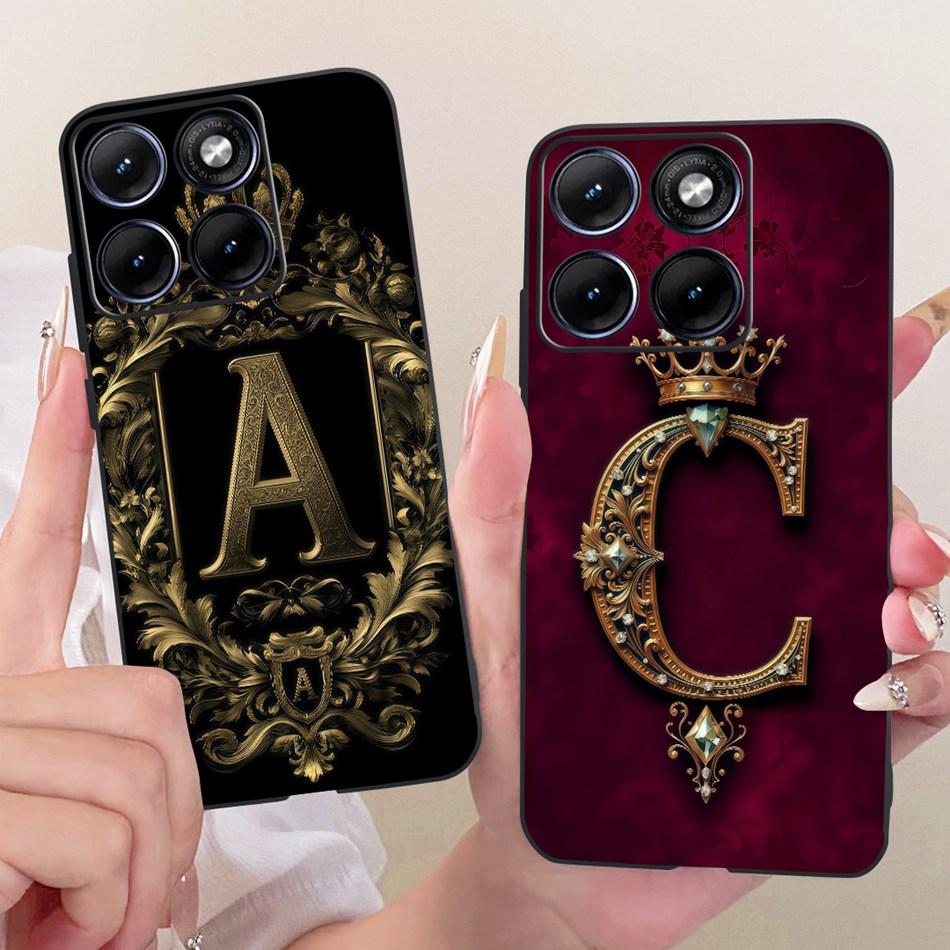 For Motorola Edge 70 Fusion Royal Crown Initial Letter Phone Case For Motorola Edge70 Fusion 5G XT2605 Black Silicon Soft Bumper