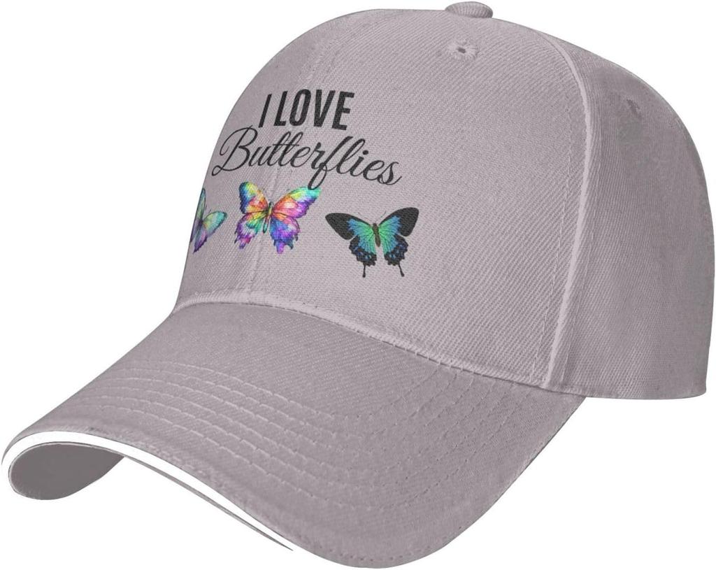 I Love Butterflies Graphic Baseball Cap Polyester Outdoor Adjustable Unisex Summer Hat