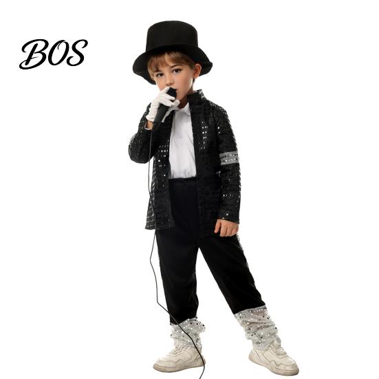 Retro kostým pro dětského hudebníka na Halloween, sada pro děti, černá flitrovaná bunda, kalhoty, klobouk, rukavice, kompletní oblečení na vystoupení, 80. 90. léta, Disco