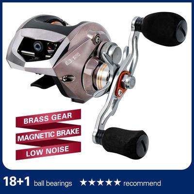 Köderwurfrolle 18+1 Kugellager Messinggetriebe geräuscharm Perfektes Werkzeug zum Angeln