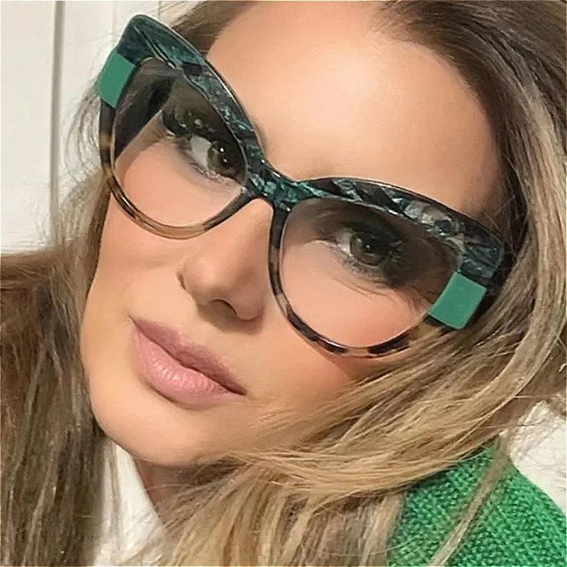 Cat Eye Far Sighted Reading Glasses for Women Fashion Oversized Eyewear Anti Blue Light Presbyopia Glasses Diopters 0 To +4.0