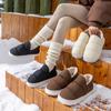 New thick-soled non-slip and warm plush half-head slippers canvas bag heels cotton slippers outer wear