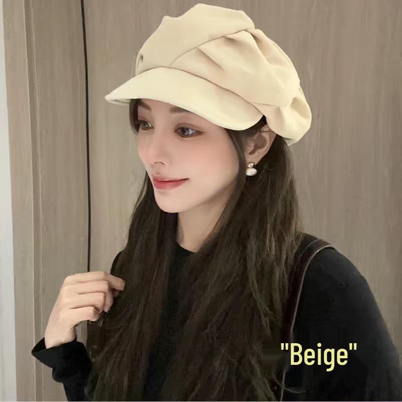 Women's Summer Korean Style Cloud Beret: Versatile, Face-Slimming Painter Hat with Large Head Circumference - Internet Celebrity Trend.