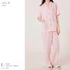 Yes Family Double Gauze Pajama Short Check Size M Women's Set, 100% Cotton, Sleeves, Pattern, Pink,