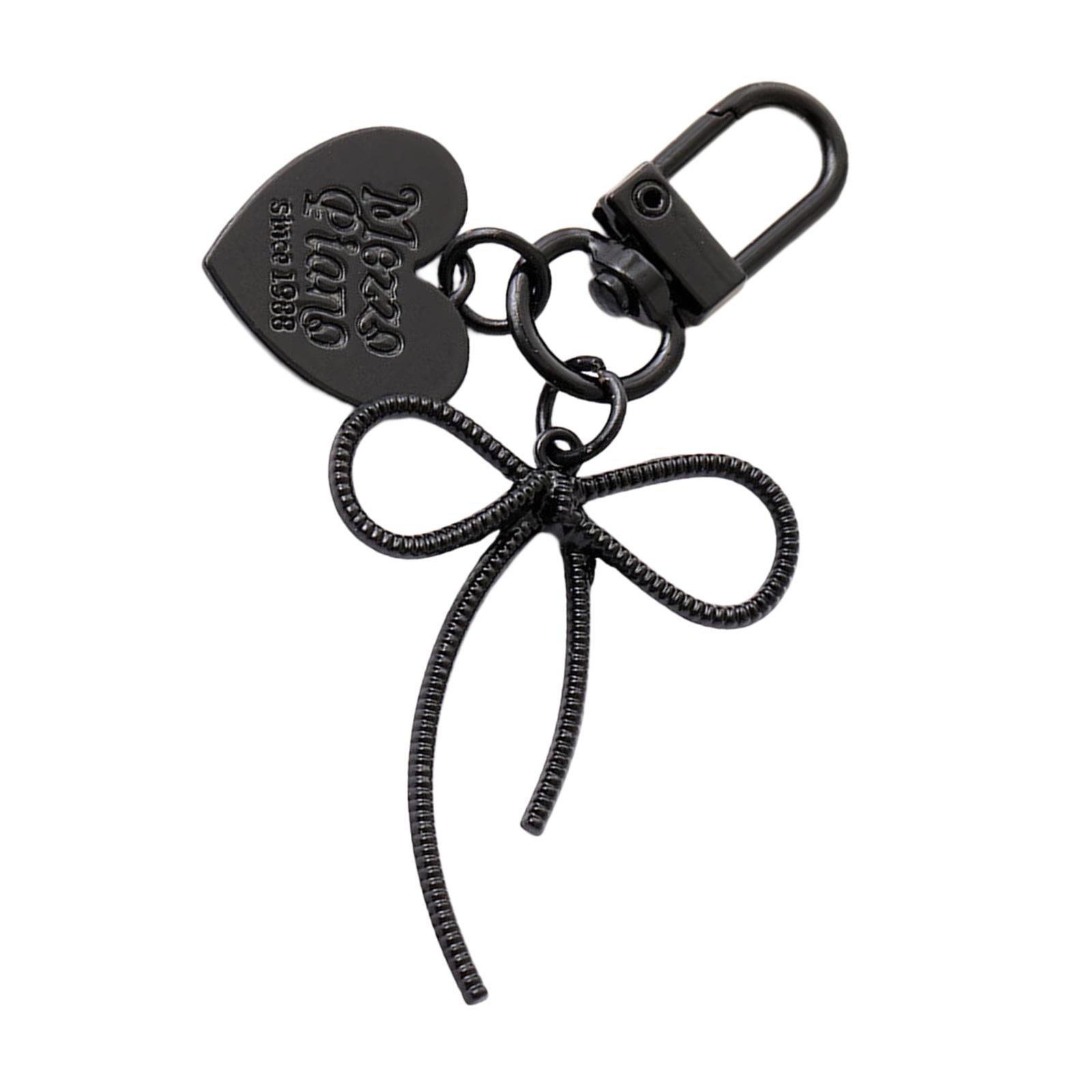 

Брелок-подвеска для сумки в виде сердечка с бантиками, модные декоративные аксессуары для сумки, рюкзака, эстетичный брелок, подарки чёрный