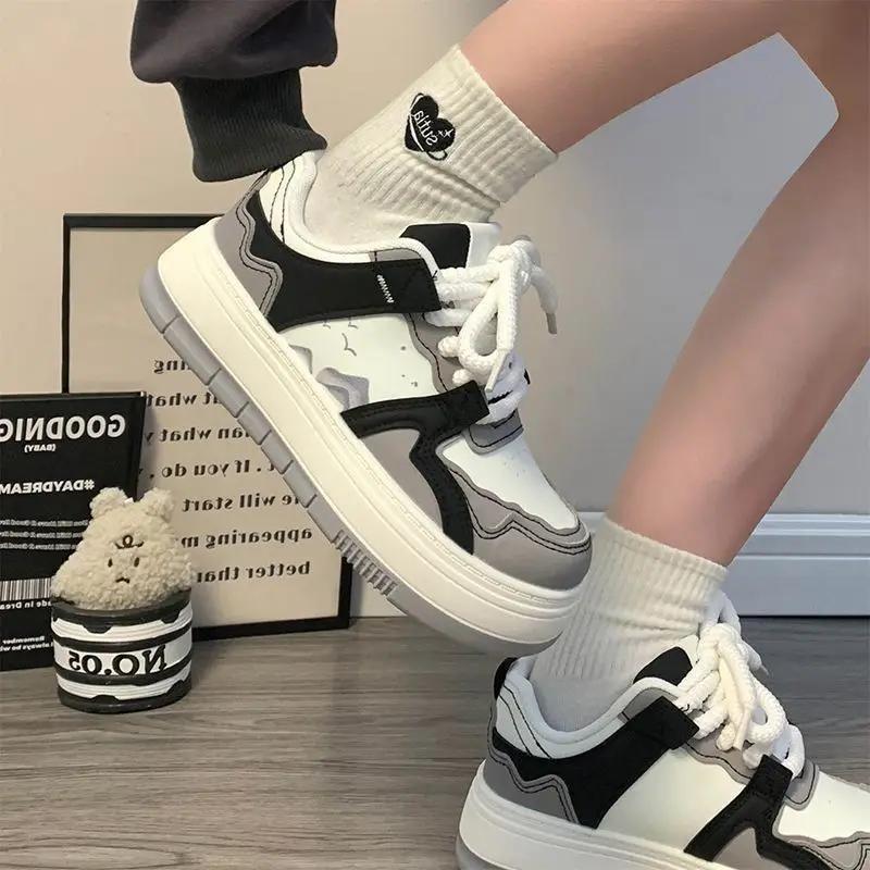 Contrast Color Woman Footwear Spring Autumn Aesthetic Shoes for Women Deals 39 Y2k Fashion High Quality On Offer Vulcanized Shoe