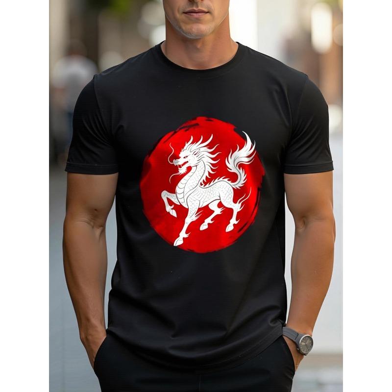 Men's Printed Short-sleeve T-shirt, Breathable Summer Half-sleeve Top,Stylish and Casual, Machine-washable ,Comfortable Fit