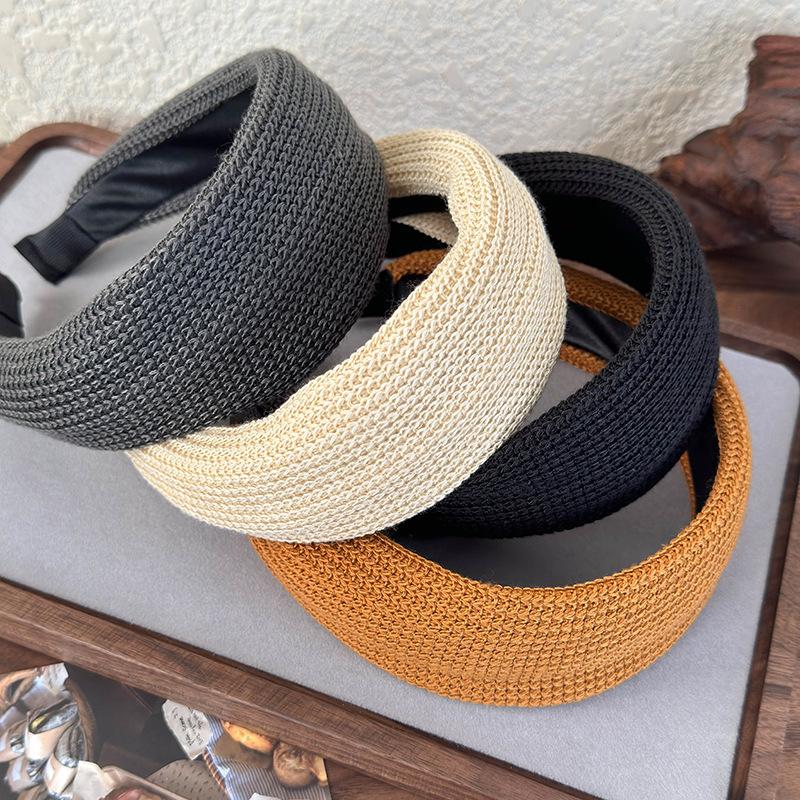 Retro Solidna Wełna Dzianinowa Szeroka Opaska Kobiety Moda Temperament Obręcz do Włosów Pani Mycie Twarzy Duża Opaska do Włosów Wszechstronne Akcesoria