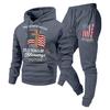 Trendy Fashion Unisex Casual Hooded Plus Velvet Sweatshirt Sportswear Set
