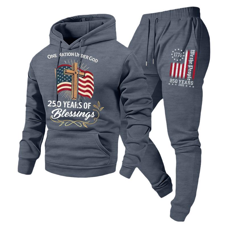 Trendy Fashion Unisex Casual Hooded Plus Velvet Sweatshirt Sportswear Set