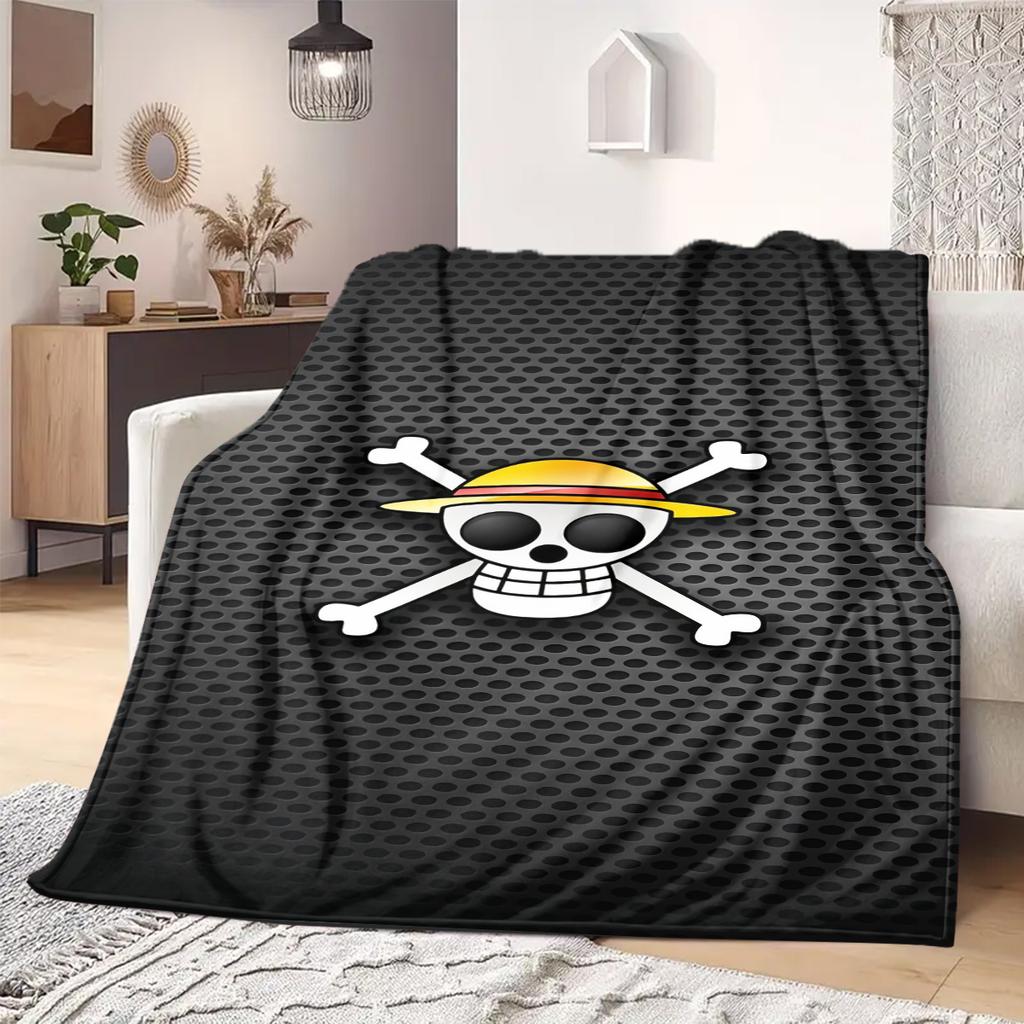 ONE PIECE Stråhatts Pirater Tryckt Filt Varm Bekväm Flanellfilt Lämplig för Sovrum, Soffor, Sängar, Stolar -QIAO111