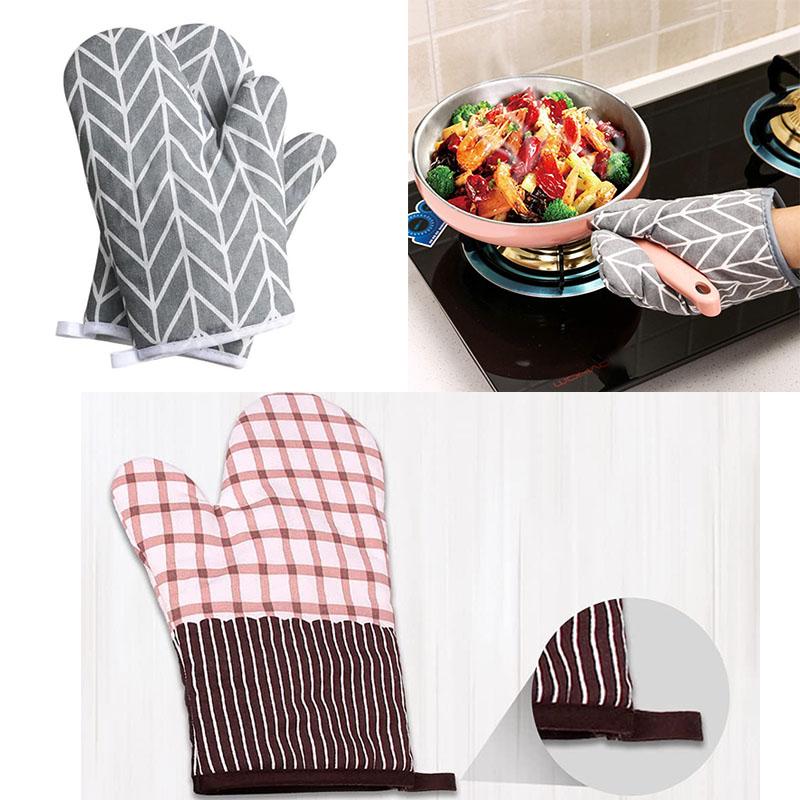 Heat-Resistant Quilted Pot Holders Non-Slip Silicone Lined Oven Mitts for Cooking Baking Grilling Handling Hot Pots and Pans