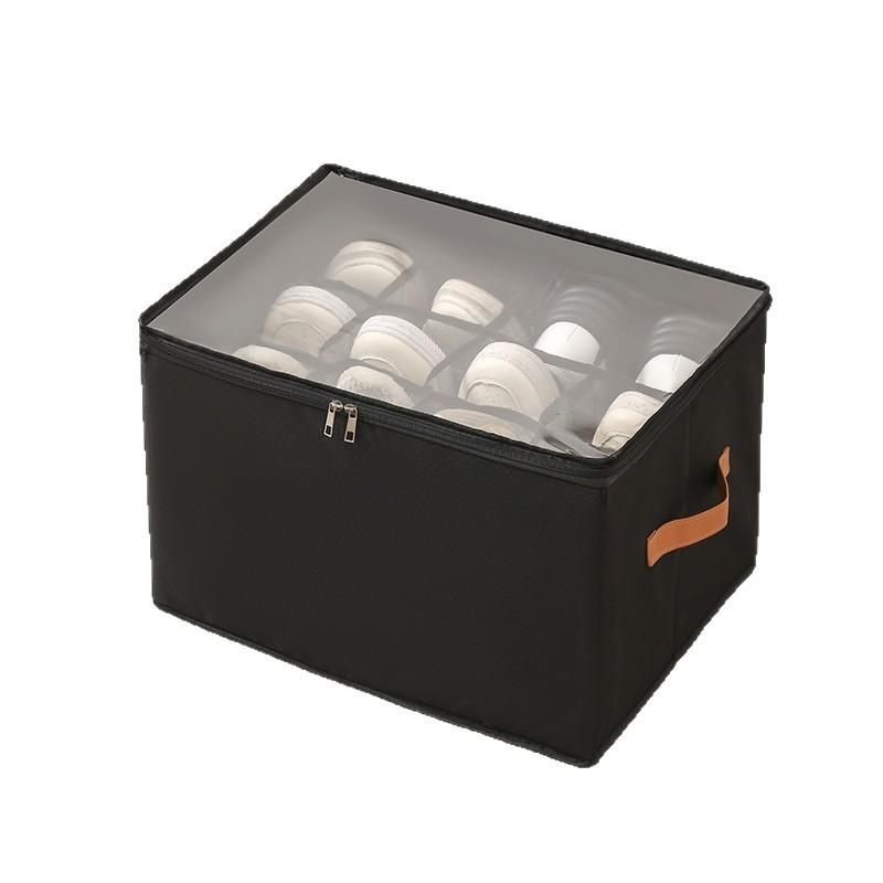 1 Stück Faltbarer Schuhorganizer - Robuste staubdichte Nylonbox mit transparenter Vorderseite und stapelbarem Design für Schrank/Bett/Reise, platzsparend