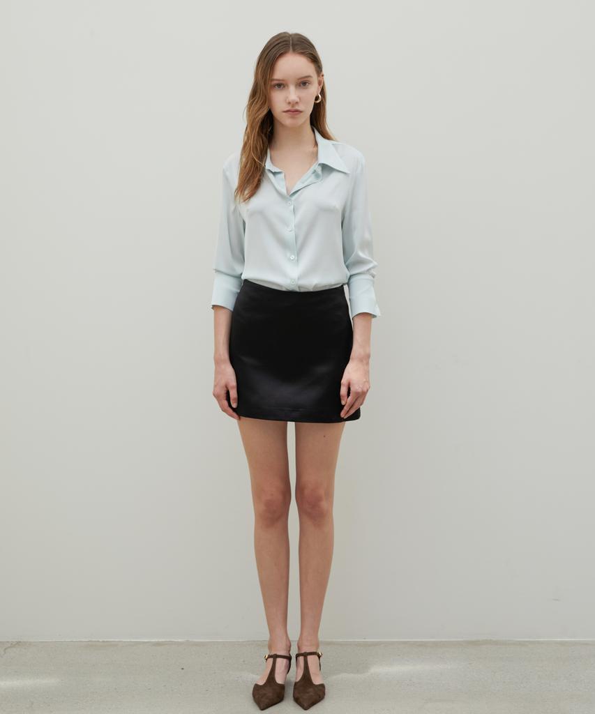 Bundak Saints Cotton Silk Mini Skirt Black