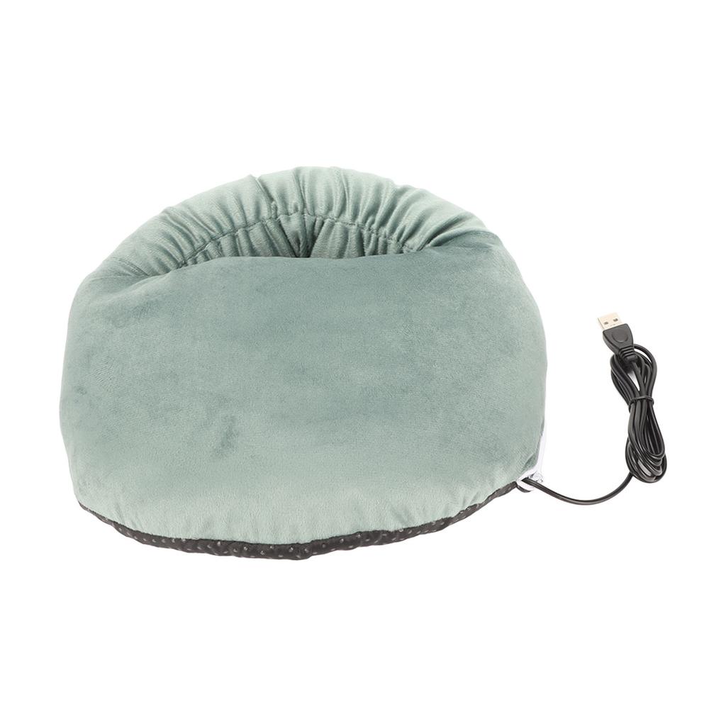 Electric Heated Foot Warmer Men Women Winter Home Soft Washable USB Foot Warmer for Work Study Green Black