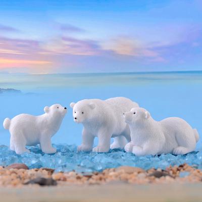 Mini White Bear Polar Bear Figurines Simulation Home Micro Landscape Garden Miniatures Animal Home Decor Accessories
