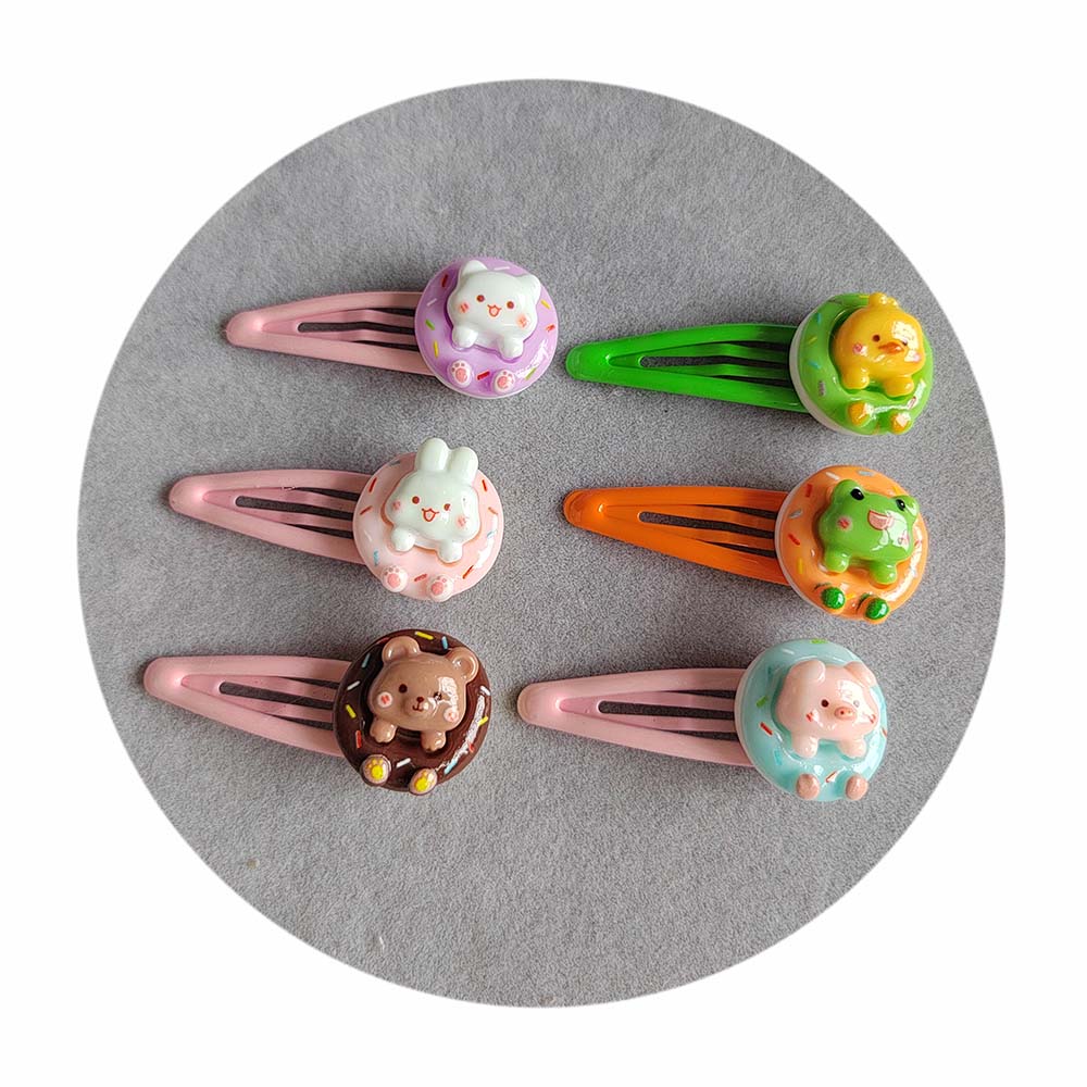 Metal Hair Bobby Clips Headwear Hairpins for Kids Girls Resin Bear Tiger Animal Hair Clips for Children