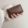 Compact Genuine Leather Key and Card Holder with Zipper Coin Pocket, Lipstick Bag, and Portable Car Pouch