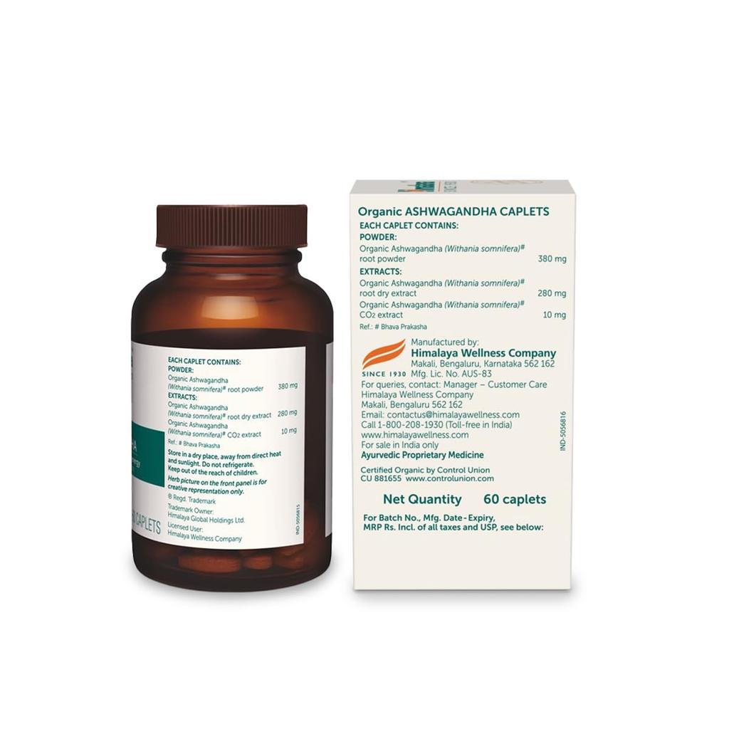 Himalaya Organic Ashwagandha 670mg |Helps Releases Stress Tablet | Rejuvenates Mind and Body | General Wellness | Pack of 60 & Organic Brahmi Pac