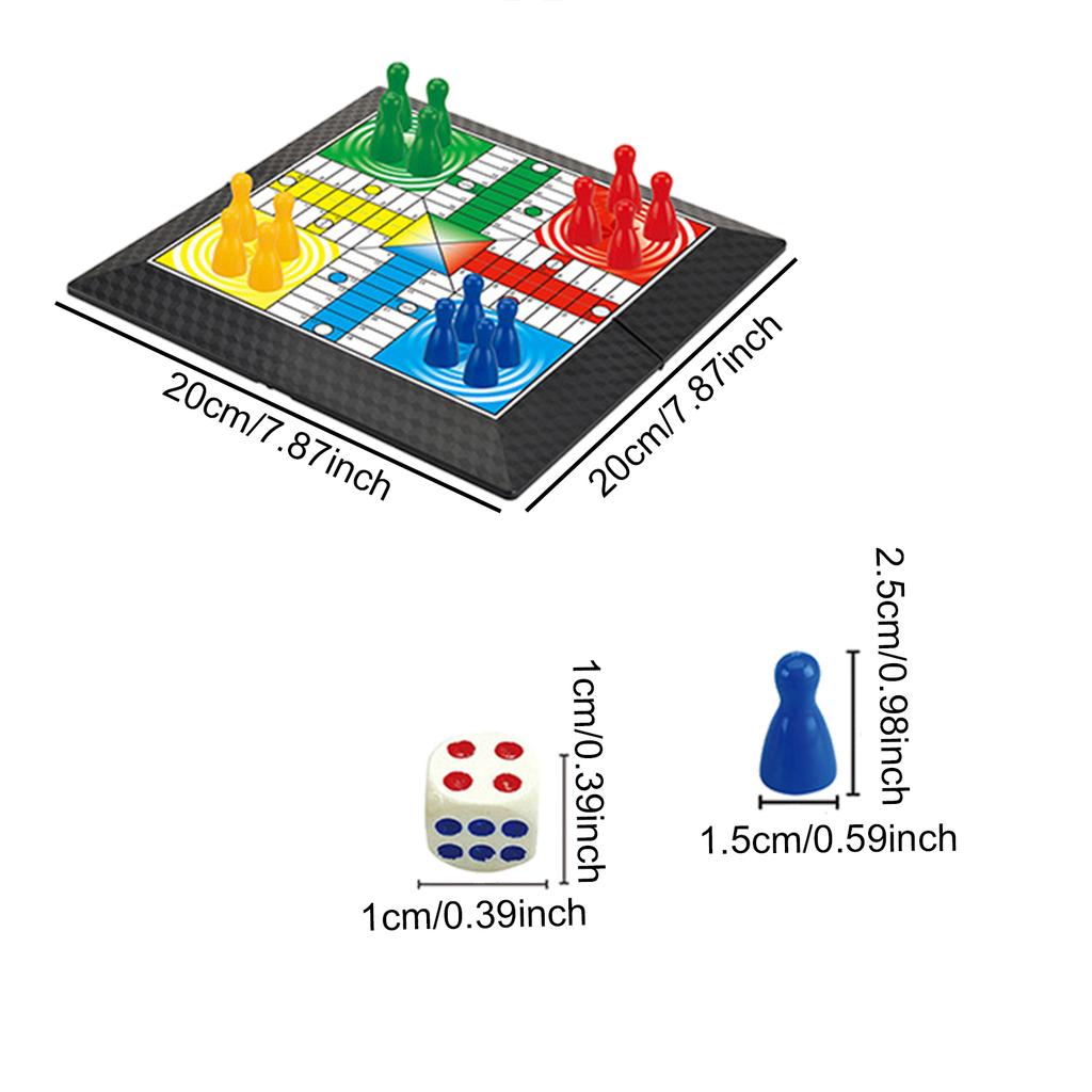 Ludo Board Game with Foldable Board Classic Toy Leisure Strategy Game Flying Chess for Family All Ages Party Games Table Toy