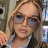 Retro Double-bridge Pilot Sunglasses with Riveted Decoration, Leopard Print Women's Fashionable Sunglasses UV400