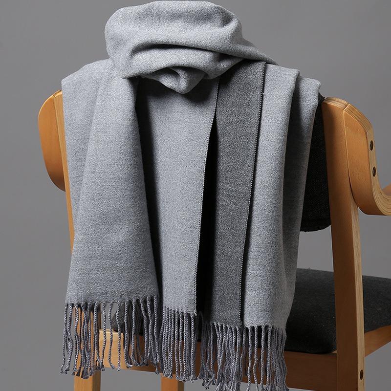 Soft Faux Cashmere Double Sided Scarf Women Fashion Winter Warm Shawl
