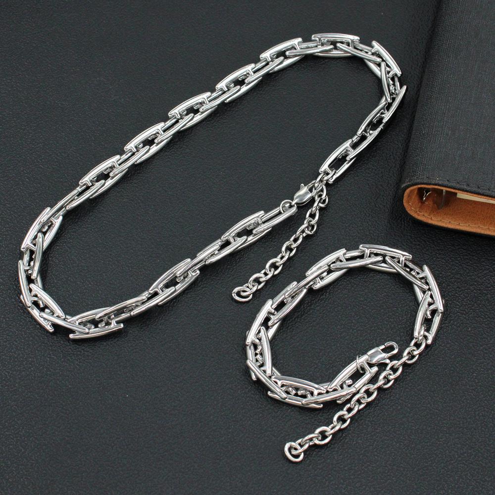 Elegant Mouth-Shaped Titanium Steel Necklace & Bracelet Set - Japanese Korean Style
