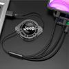 For Jeep Car Interior 3 In 1 Fast Charger USB Data Cable Accessories For Jeep Renegade Wagoneer Avenger Recon Wrangler JK Gla