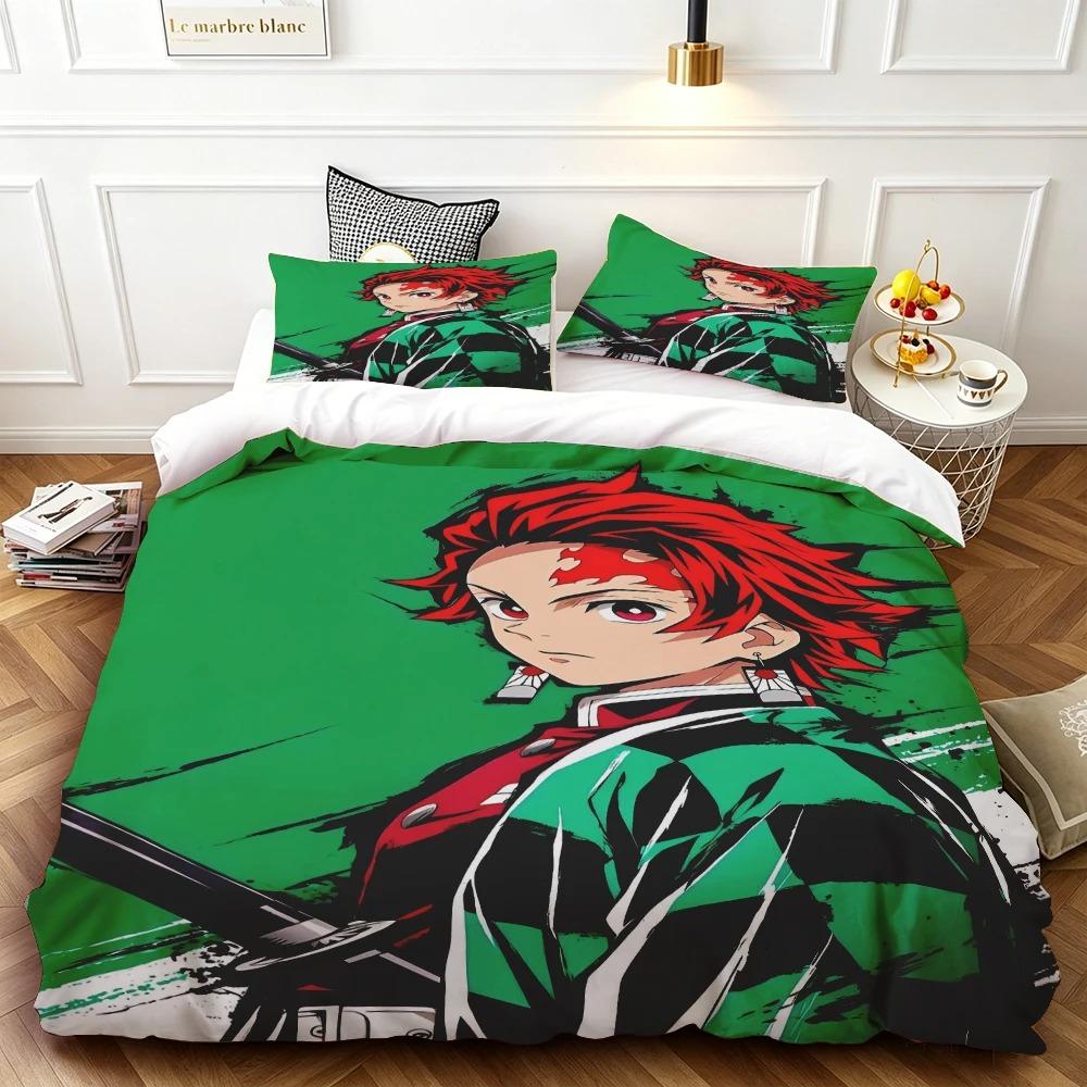 3D Hot sale anime Demon Slayer duvet cover and pillowcase kids' double bed bedding set home bedroom decor gift for boys Girl