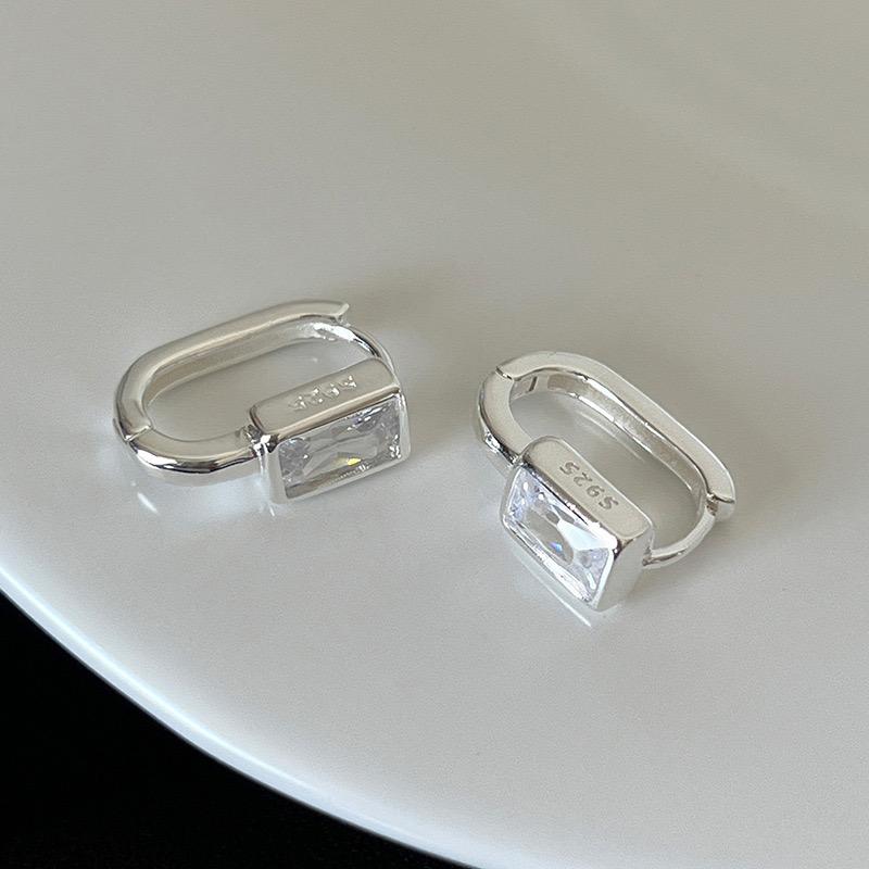 925 Sterling Silver Vintage Square CZ Earrings For Women Trendy Earring Jewelry Prevent Allergy Party Accessories Gift