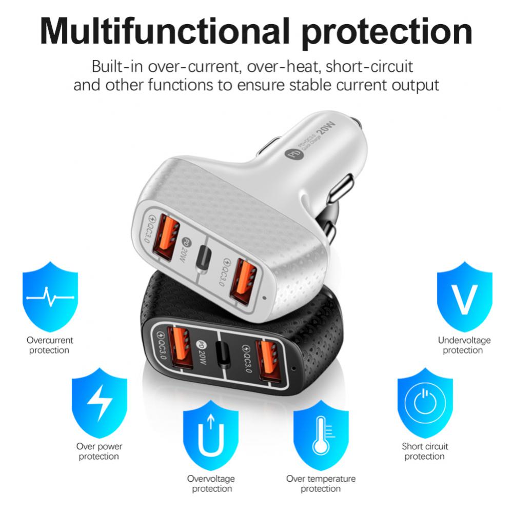 1/3/5PCS Mobile Phone Charger Durable Universal Type C Fast Charging 2usb Car Accessories Usb Car Charger Practica Portable