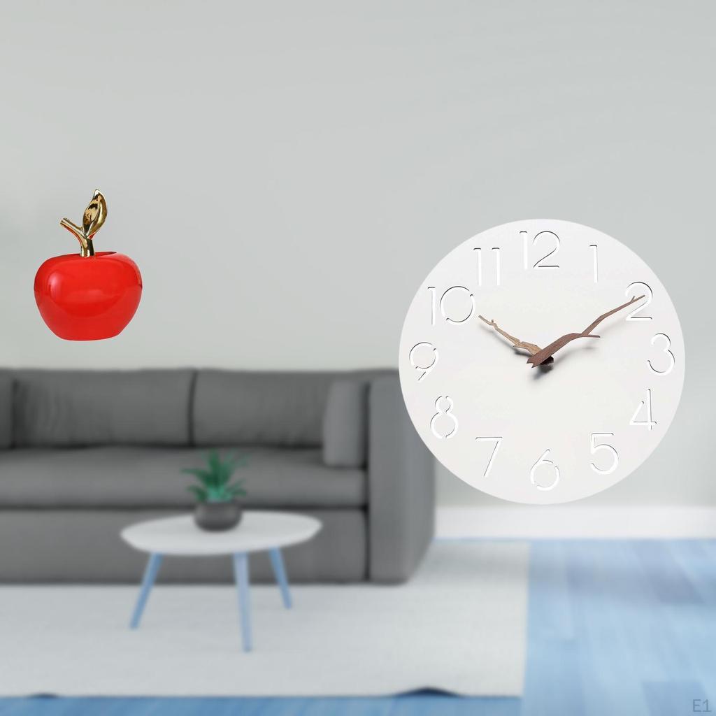 Ceramic Figurine Fruit Sculpture And Silent Wall Art Clock for Home Kitchen Office Study Room