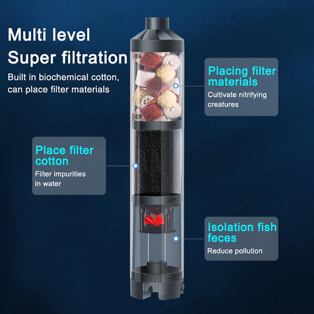 1pcs Aquarium Filter Submersible Fish Tank Automatic Stool Suction Collector Aquarium Internal Air  Fish Poop Cleaner Filter