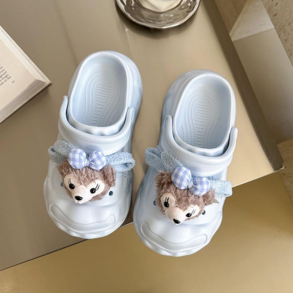 Thick-soled heightening cool slippers, non-slip bag head slippers, sweet and cute cartoon hole shoes for women's outer wear 2025 summer new models
