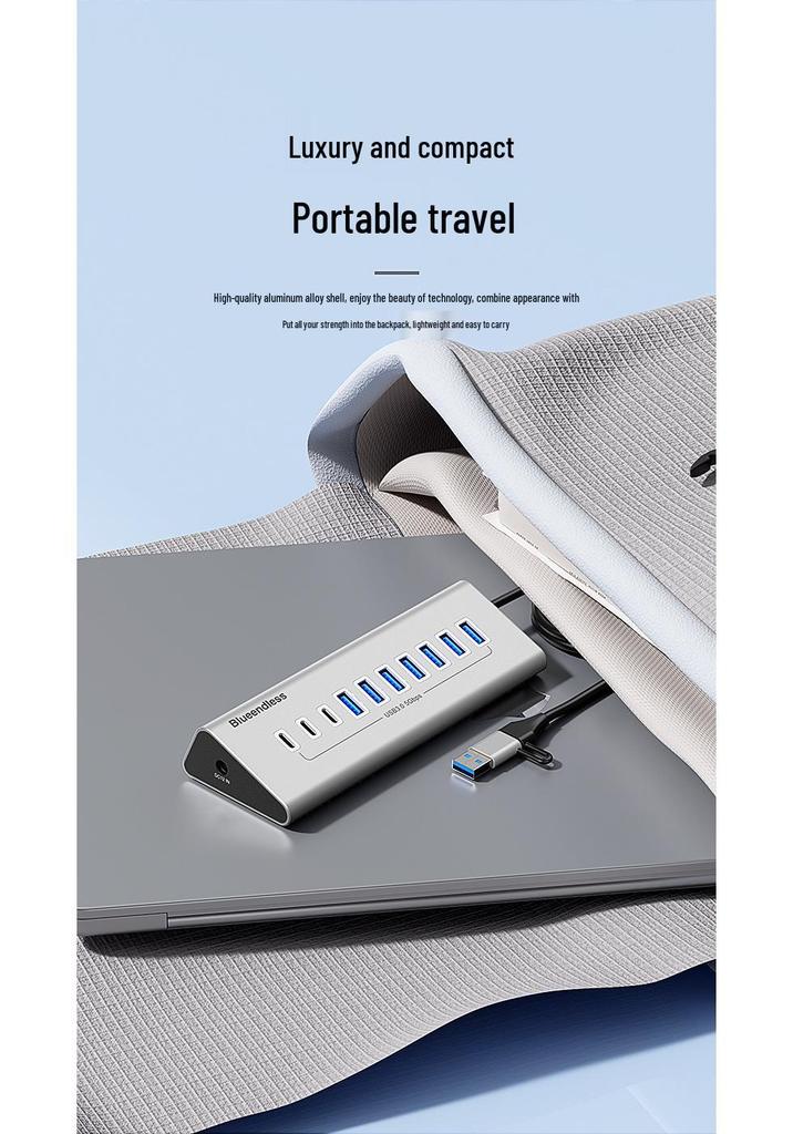 BlueShuo USB 3.2 10-Port Typ-C Hub Splitter für Laptops & Desktops