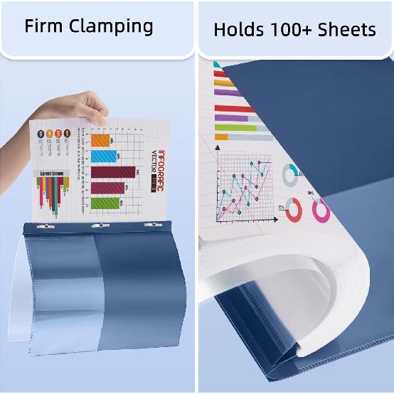 HAUTOCO 5 Pack Plastic Report Covers with 3 Prongs Fasteners Clear Front Resume Portfolio Folder for 8.5x11 Letter Size Paper, Presentation Document