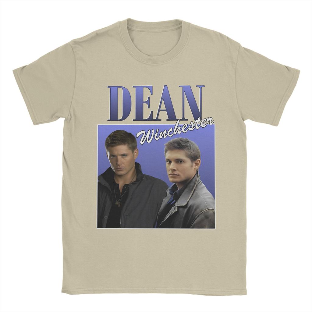 Leisure Supernatural Dean Winchester Tshirt Crewneck Short Sleeve Tops Shirts Movie TV Series Cotton Summer Tops Shirts