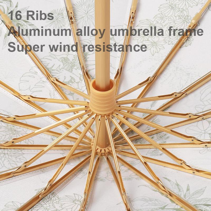 Luxury 16 Ribs Color Coating Umbrella Anti UV Girl Paraguas Sun Umbrella Rain Windproof 3 Folding Portable Umbrellas For Women