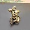 Vintage Brass Rat Pendant Zodiac Key Chain Pendant Animal Backpack Pendant