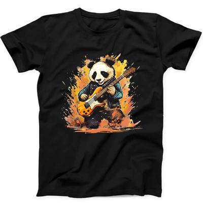 Süßer Panda spielt Gitarre Tier Lustiges Geschenk T-Shirt Schwarz 43