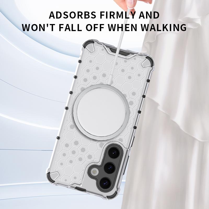 Magnetic Wireless Charging Armor Airbag Case For Samsung Galaxy S23 S24 Plus Ultra FE A35 A55 5G PC TPU Rubber Shockproof Cover