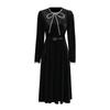 Elegant Long Sleeve Bow Slim Fit Dress for Women - 2025 Spring Collection