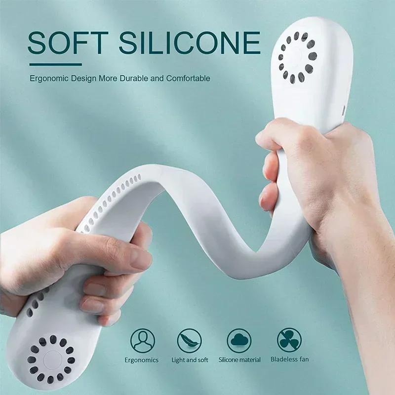 USB cooling and charging lazy fan, portable air conditioner, outdoor portable electric fan, silent bladeless neck-hanging fan