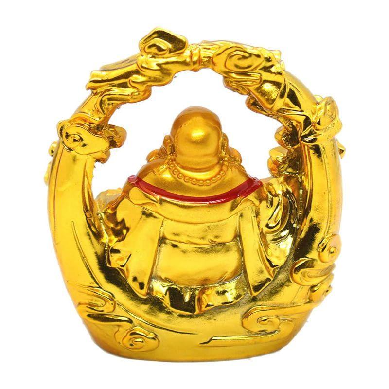 Laughing Buddha On Swing Idol Statue Showpiece Happiness and Money Wealth Sitting Idol for Home Decor Living Room Bedroom Office Table Decorative