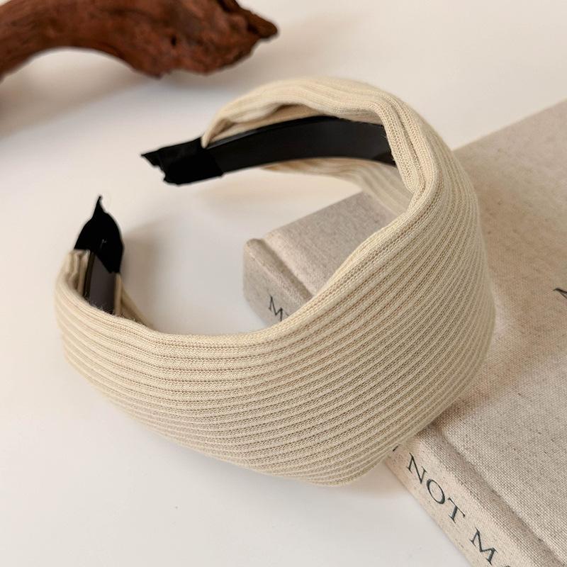 Retro Knitted Widening Headband Woman Elegant Hair Hoop Solid Color Wide Hair Band Female Fashion Autumn Winter Hair Accessories