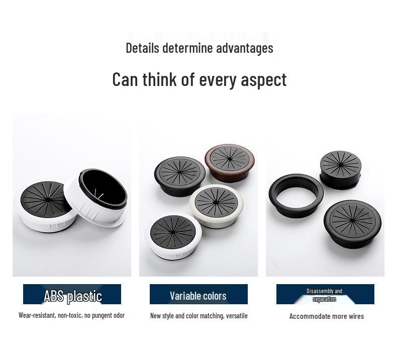 ABS Plastic Round Cable Hole Cover for Desk and Furniture