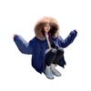 Padded clothes women's winter horn buckle design sense large fur collar thickened padded jacket new pie overcome padded jacket