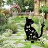 Eine süße Katzen-Gartendekoration aus Eisen, Tiereinsatz, Katzengitter, für den Außenbereich, Garten, Rasendekoration, Innenhof, Kunstdekoration
